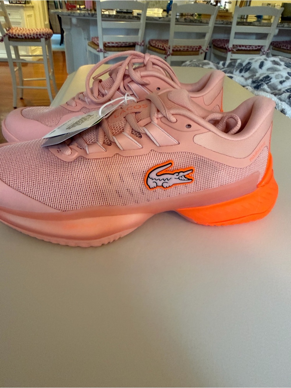 Lacoste Pink Sneakers with Bright Orange Heel